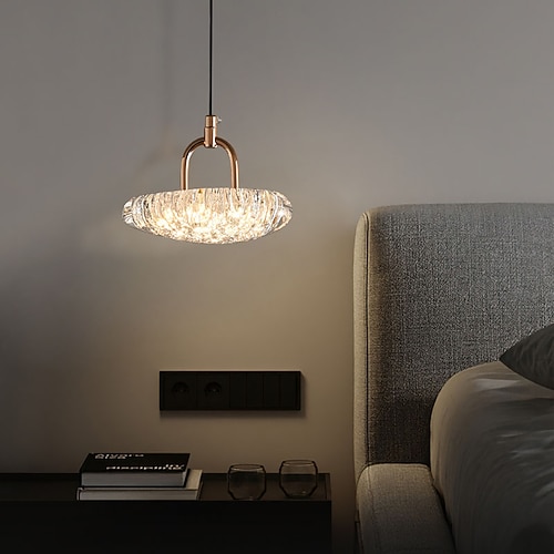 LED-Pendelleuchte, 3 Farben, 13/17 cm, Pendelleuchte, Metall-Kristall, Innen-Hängelampe, Loft, höhenverstellbare Decken-Pendelleuchte, Schlafzimmer, Bar, Café, Büro, Tisch-Hängelampen, 110–240 V Image