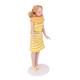 Dollhouse Furniture 1/12 Dollhouse Miniature Porcelain Doll with Display Stand - Elegant Modern Woman in Yellow Dress with Golden Curly Hair