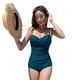 WLTYSM Swimsuits For Women Sexy One Piece Tankini Swimwear Women Halter Hot Swimsuit Push Up Bathing Suit High Waist Bodysuit (Color : Peacock blue, Size : Asian Size-L)
