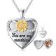 SOULMEET Personalized 9k 14k 18k Solid White Gold/Silver Infinity Sunflower Locket Necklace That Holds 1 Picture Photo Heart Locket Necklace, You Are My Sunshine (Custom photo & text)