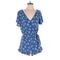 One Clothing Romper V Neck Short Sleeve: Blue Rompers - Women