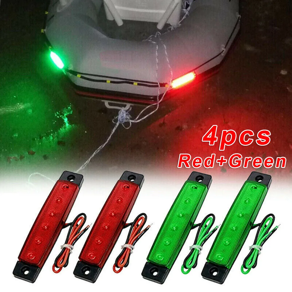 4Pcs Rot Grün Boot Navigation LED Boot Navigation Lichter-Wasserdicht Für Marine Yacht Kajak Segelboot Ponton boot Signal Lampe