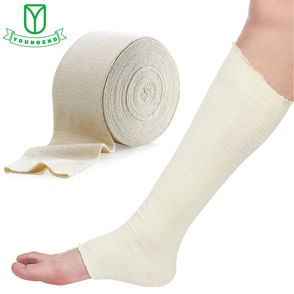1 Rolle elastische röhrenförmige Stütz bandage aus Baumwolle wieder verwendbare elastische röhrenförmige Kompression bandage für Bein, Knie, Oberschenkel, Arm bogen Image