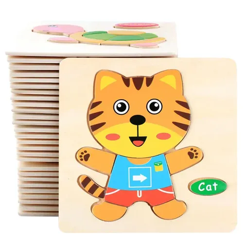1pc 14 7 cm/5 79 in Holz 3D-Puzzles Puzzlespiel Cartoon Tier muster Kinder Montessori frühen