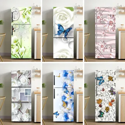 Frühling Serie Schmetterling Design Kühlschrank Tür Aufkleber Küche Dekoration Tapete abnehmbare Tür Image