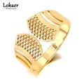 Lokaer-Bracelet Géométrique Large en Acier Inoxydable Plaqué Or group pour Femme Bijoux