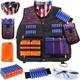 Kids Tactical Vest Kit Suit For Nerf With Refill Darts, Dart Pouch, Reload Clips, Tactical Mask, Wrist Band And Protective Glasses, Tactical Equipment For Outdoor Games, Birthday Gift Kids