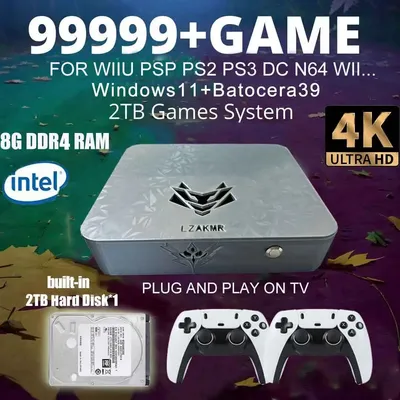 Plug and Play on TV Windows11 2TB Games System Ultimate Gaming Experience AK2 N95 70000+Game For PS2/PS3/WII/SS/GAMECUBE
