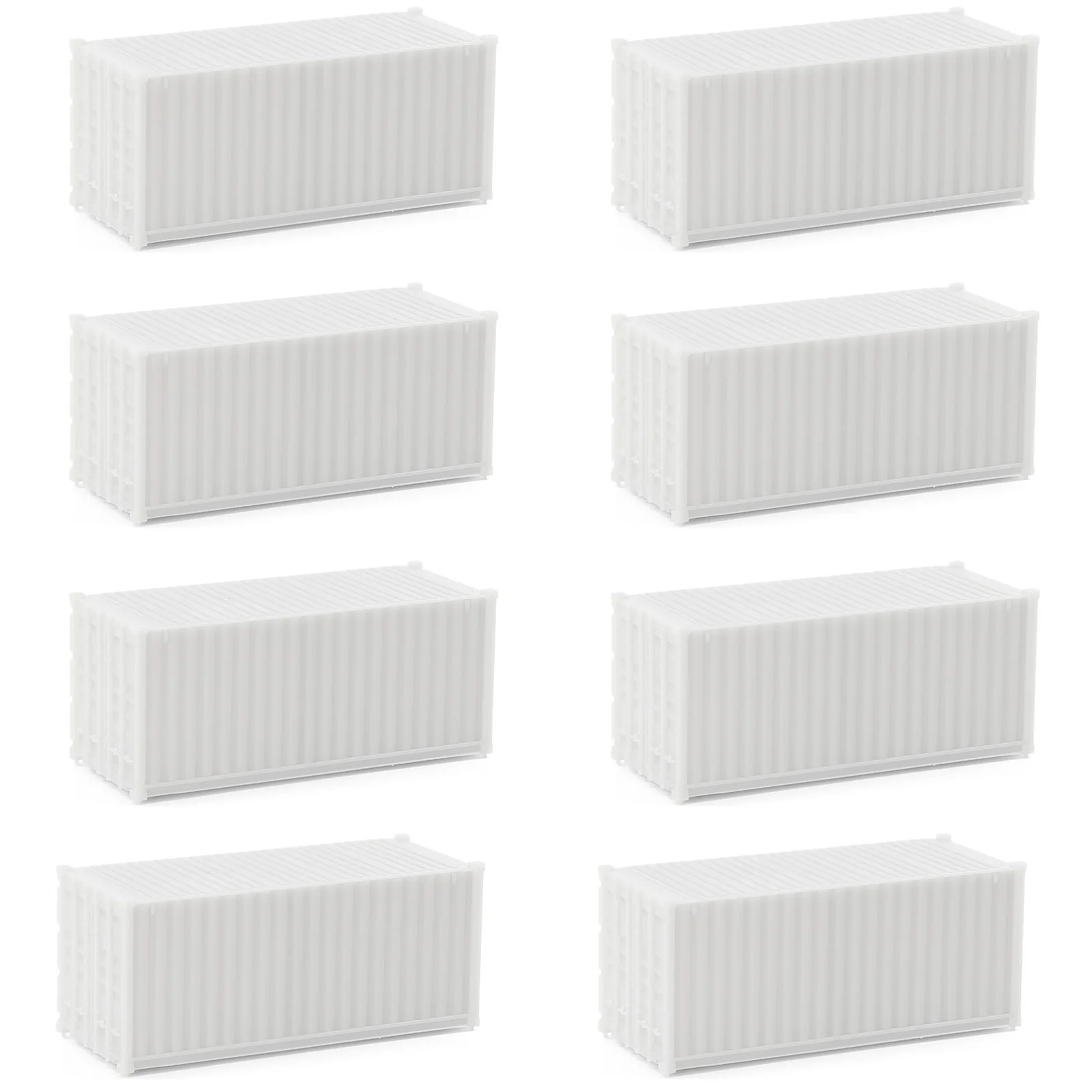 8pcs Model Trains HO Scale 1:87 20ft Blank Shipping Container Uncolored 20' Cargo Box C8720JJ