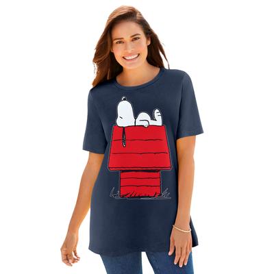 Plus Size Women's Peanuts Navy Snoopy House Crewneck Tee by Peanuts in Navy Snoopy House (Size 6X)