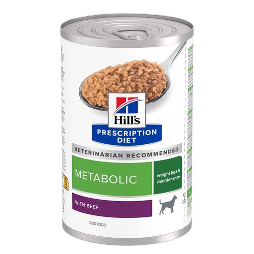 Sparpaket: 48x 370g Hill's Prescription Diet Metabolic mit Rind Hundefutter nass