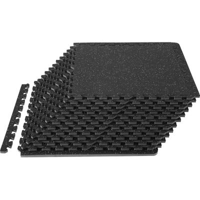 VEVOR 1/2 inch Thick Gym Floor Mats, 24" x 24" EVA Foam & Rubber Top Interlocking Workout Floor Mats , Waterproof