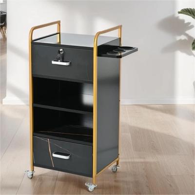 Storage Trolley Cart with Lockable Rolling Wheels and 3 Hair Dryer Holder