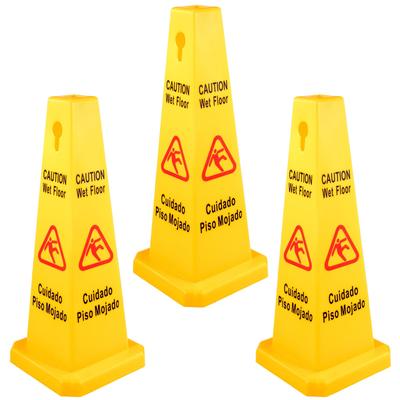 VEVOR 3 Pack Floor Safety Cone, Public Safety Wet Floor Cones Bilingual Wet Sign Floor for Indoors and Outdoors - 3pcs