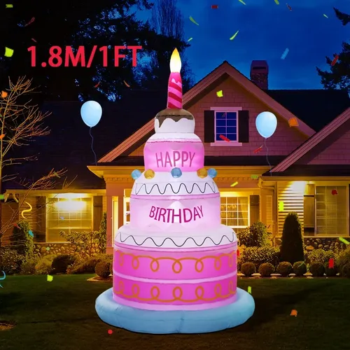 1 8 m/1ft aufblasbare Spielzeuge Geburtstags torte Luft Modell Ballon rosa aufblasbare Kuchen führte