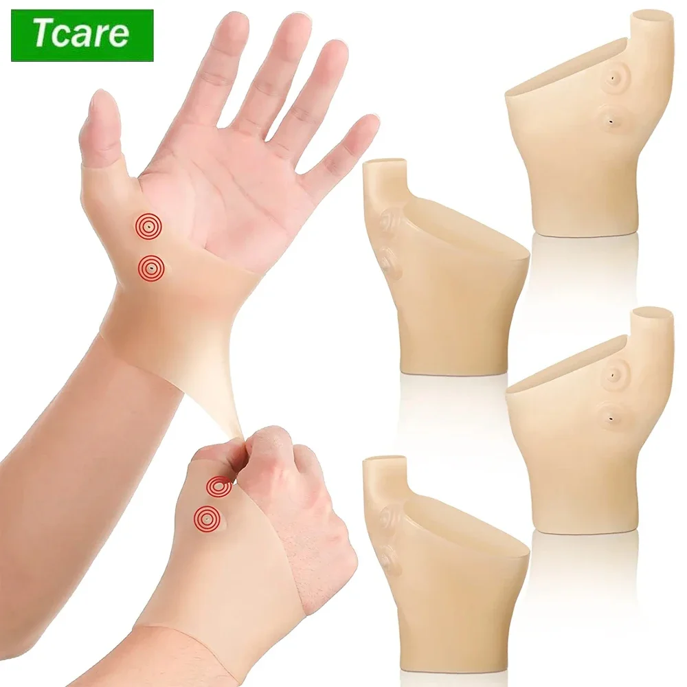 4 Stück Gel-Handgelenk-Daumen-Handspangen, Handgelenk-Handschuhe, wasserdichte Handgelenk-Hülse, harte Daumen-Arthritis-Klammer zum Tippen von Schmerzlinderung Image