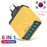 3A 6 in 1 KR Plug Fast Charger 6 porte Multi Charger USB Quick Charger caricabatterie da muro