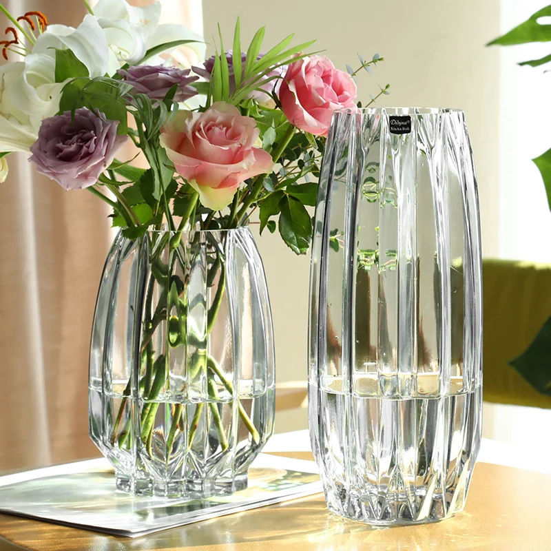 Nordic einfache große glas vase transparent farbe hydrokultur reiche bambus lily rose vase wohnzimmer blume anordnung ornamente