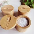 Bocaux d'assaisonnement au sel en bambou boîte à condiments Belle ensemble de bols de rangement