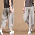 Pantaloni Oversize estate sottile nove punti allentati moda coreana abbigliamento donna cotone lino