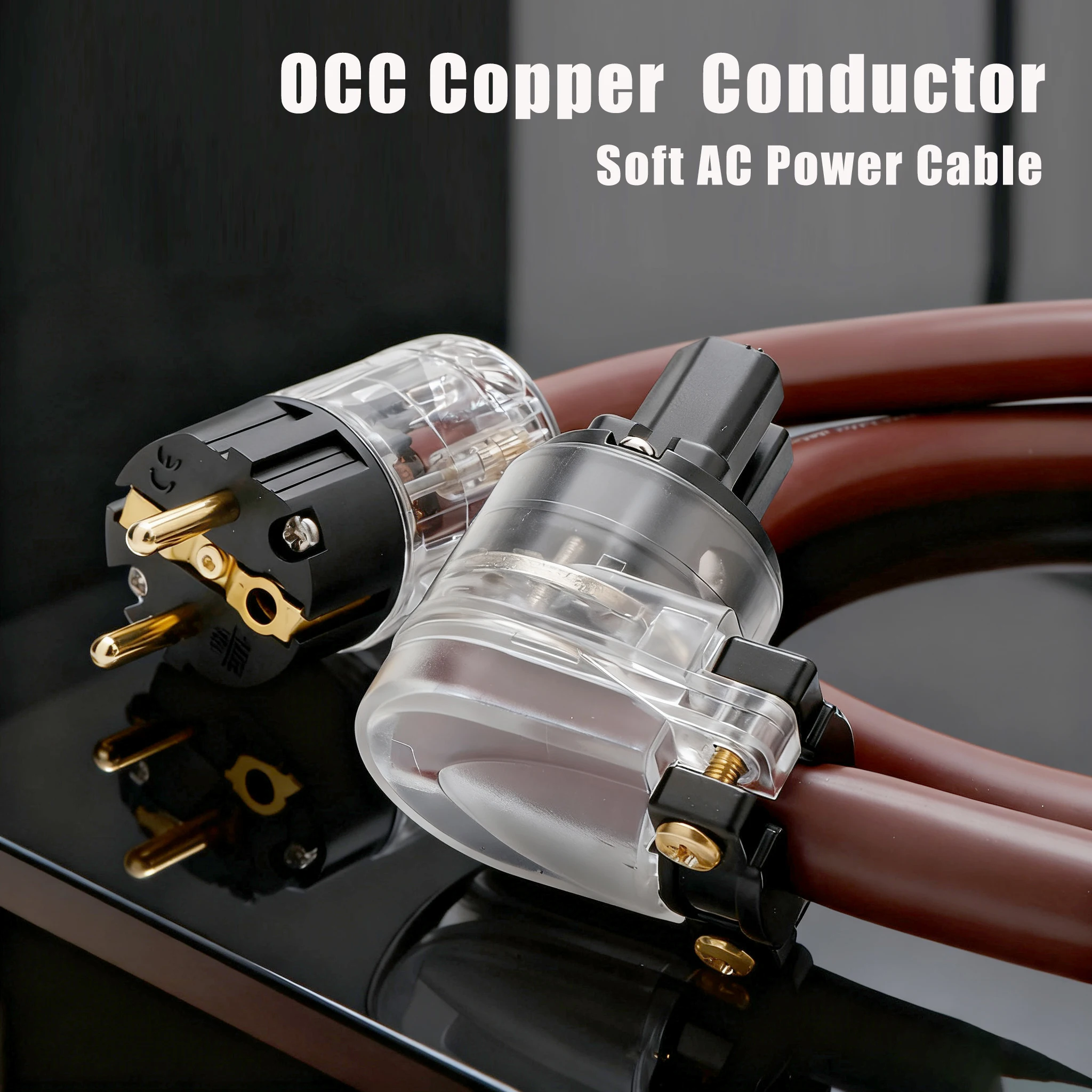 HIFI-Stromkabel 90-Grad-Winkel Audiokabel Goldene Referenz EU- und US-Netzstecker, IEC C15 Weiblicher Stromanschluss Image