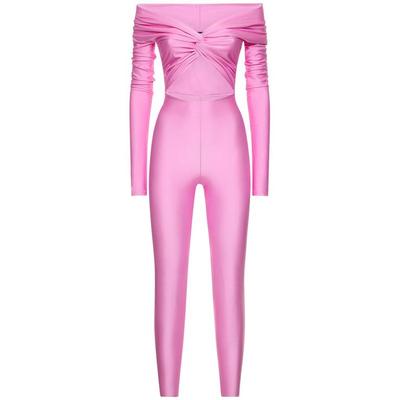 Kendall Shiny Stretch Lycra Jumpsuit - Pink - ANDAMANE Jumpsuits