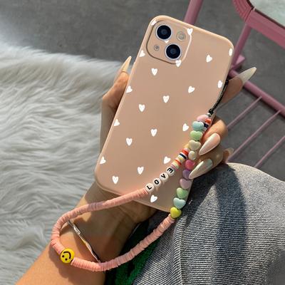 Little Hearts Pattern Phone Case With Lanyard For Iphone 15/11/14/13/12/pro Max/xr/xs/7/8/6 Plus/mini Luxury Silicone Cover Anti-fingerprint Fall Car Shockproof Compatible Bumper Heart Phone Cases