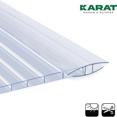 Floordirekt - Verbinder Doppelstegplatten H-Profil 4 mm 121 cm Länge - Transparent