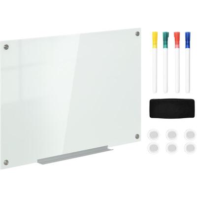 Vinsetto - Whiteboard Magnettafel mit 4 Stifte, 6 Magnete, 1 Schwamm,1 Ablage, Staffelei Glastafel