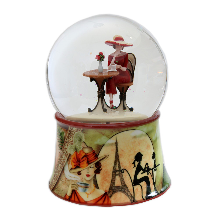 Schneekugel Kaffeehaus mit Spieluhr