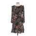 Kachel x Anthropologie Casual Dress Ruffles Long Sleeve: Black Print Dresses - Women's Size 4 Petite