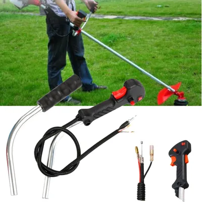 Manual Throttle Switch Assembly for Gasoline Brush Cutter Grass Trimmer Tube Handle Throttle Trigger Cable Aluminum String