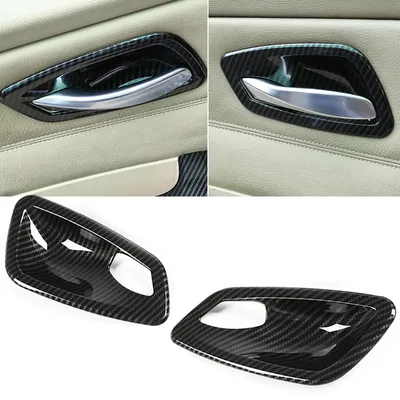 Carbon Fiber Style Interior Door Handle Bowl Cover Trim For BMW E92 E93 335i M3 Couple 2007-2013