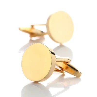 High Quality Blank Mens Cufflinks French Style Shirt Gold Plated Simple Cuffs Buttons Copper Metal