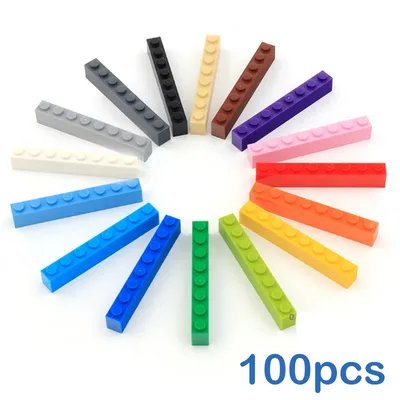 100pcs Thick 1x8 Dot DIY Building BlocksFigures Bricks Educational Creative Size Compatible With