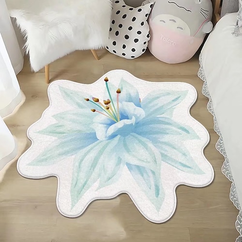 Flächenteppiche Blumenteppiche einfacher 3D-Teppich mit großer Blume waschbare Fußmatten Image