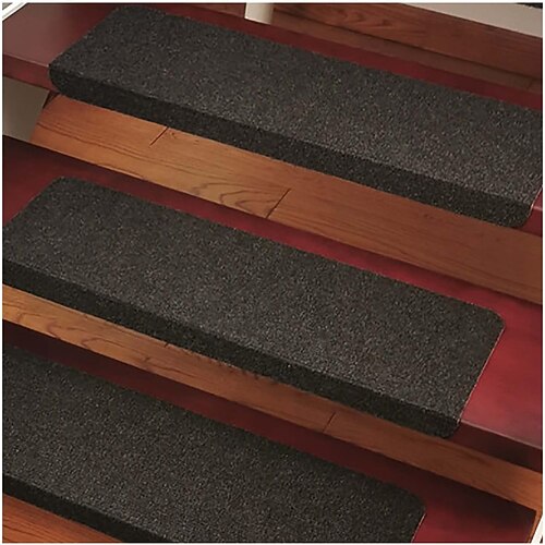 Treppenstufenteppich, Treppenläuferteppich, selbstklebende Treppenmatten mit Klettverschluss, Treppenpolster, Stufenschutz, abnehmbare, waschbare Stufenbodenteppiche als Treppenhausdekoration Image