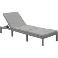 HBBOOMLIFE Lounge Chairs for Outside Outdoor Rattan Wicker Chaise Lounge with Cushion Adjustable Backrest Ideal for Pool Patio Deck Light Grey Cushion and Grey Color Wicker