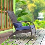 HBBOOMLIFE Wicker Adirondack Chair Fire Pit Chairs Oversized Comfy Patio Chairs Outdoor Wicker Rattan Chairs with Cushion Grey Low Deep Seating High Back with Pillow for Outside Backyard