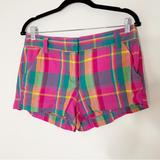 J. Crew Shorts | J. Crew Women’s Plaid Patchwork Madras Shorts 4 Pink Orange Cotton 90s | Color: Orange/Pink | Size: 4