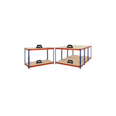 Proregal Mega Deal | 4x Profi Werkbank STRONG BEAST | HxBxT 90x150x60cm | Fachlast 500kg | Blau-Orange Image