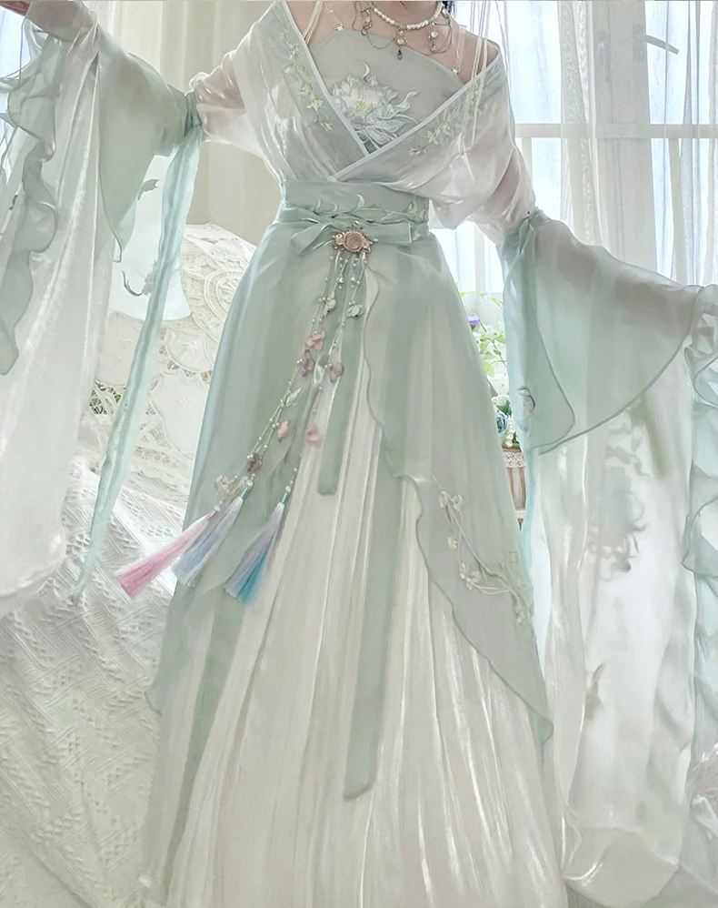 Hanfu 8 teile/satz Kleid Frauen Alte Chinesische Traditionelle Hanfu Set Weibliche Fee Cosplay Kostüm Outfit Sommer Hanfu Hellgrün Image