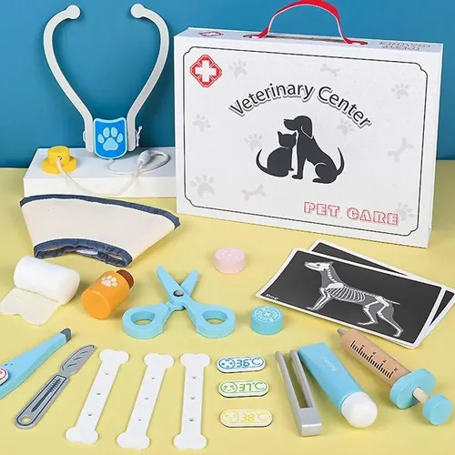Holz Arzt Spielzeug Set für Kinder Tierarzt Rollenspiel medizinisches Spielzeug Lernspiel für
