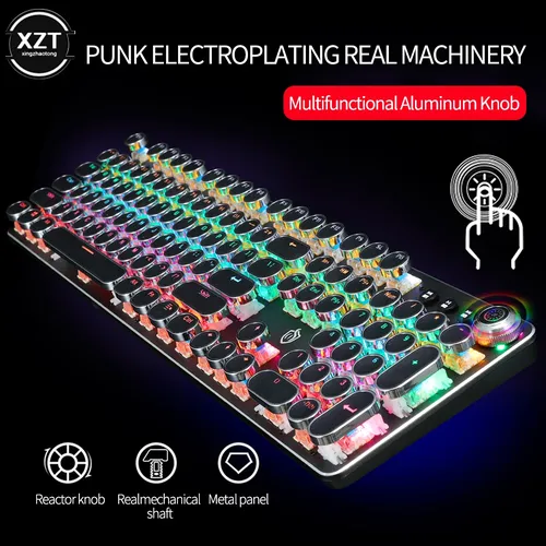 Retro Punk Mechanische Tastatur Gamer Tastatur Beleuchtete Tastatur Punk keycap 104 Tasten USB Wired