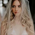 Romantische Perle Perlen Braut schleier mit Kamm eine Schicht Ehe weichen Tüll Kunst perle Hochzeits