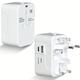 1pc International Universal Travel Adapter, All-in-one Travel Plug Adapter W/2.4a Type C & 2.4a Usb-a Ports & 6a Ac Socket Charger For Over 200 Countries Type A/c/g/i (usa, Uk, Eu Aus)