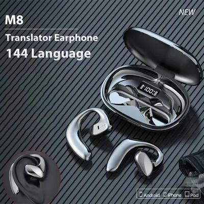M8 Translator Earbuds 144 Language Translator Device Two Way Real Time Translation 97% High Accuracy
