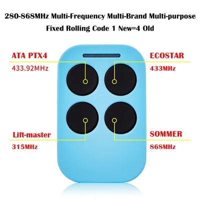 Garage Door Remote Control Duplicator 286MHz-868MHz Multi-Frequency Code Grabber Clone Gate Keyfob