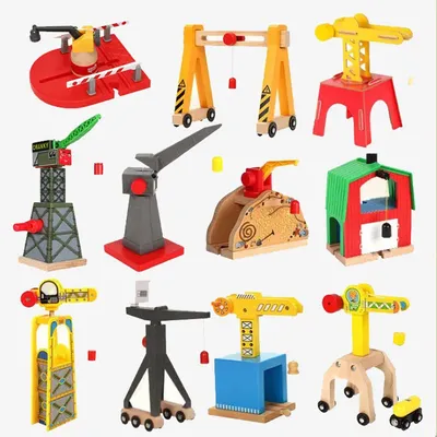 All Kinds of Wooden Train Track Railway Accessories Magnetic Crane Tender Fit For Biro All Brands