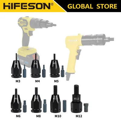 M3-M12 3/16 1/4 5/16 3/8 Air Pneumatic Rivet nut Gun Quick-Change Head Part for Rivet Guns Tool